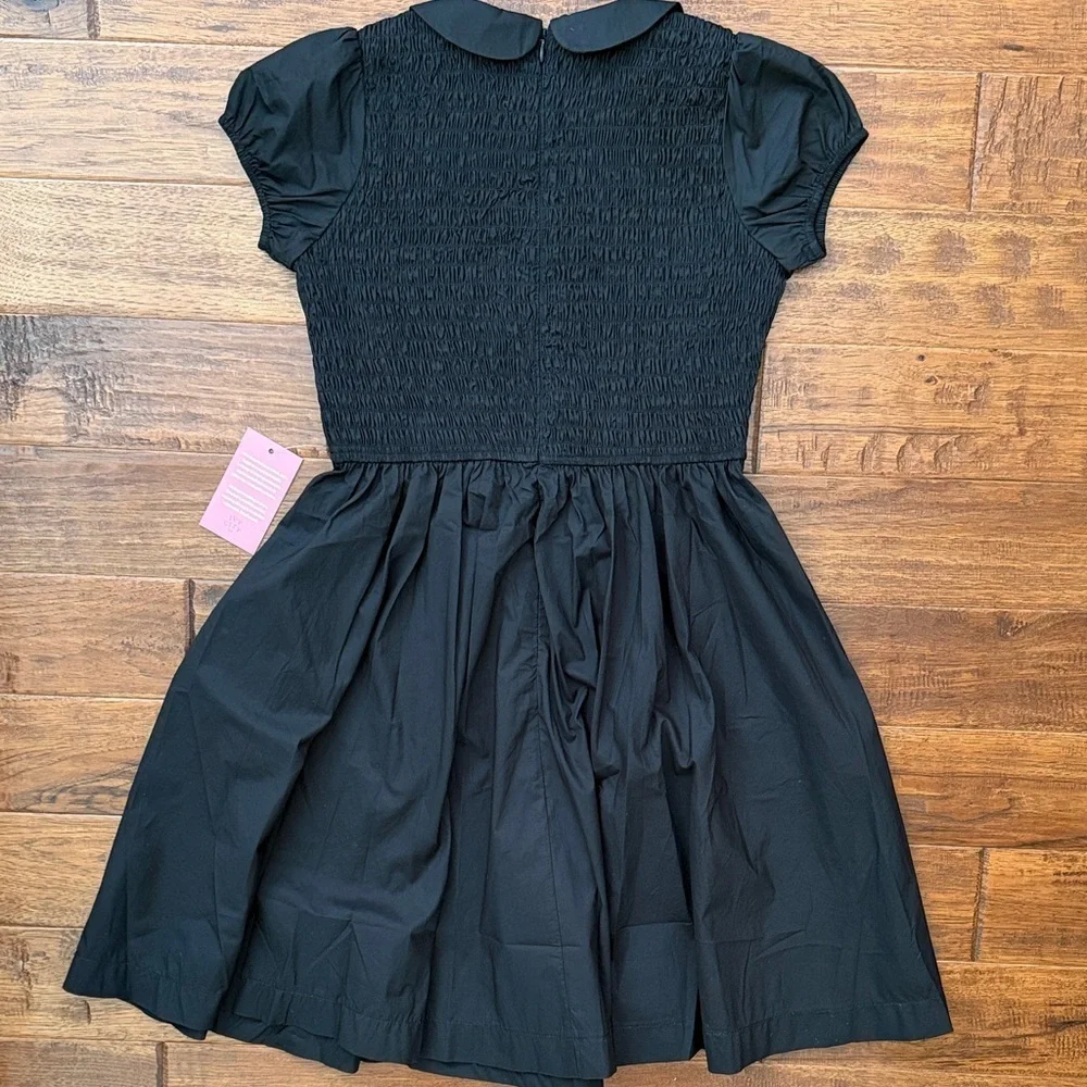 Ivy City Co Mini Murphy Black Dress with Gold Floral Trim, size 11/12